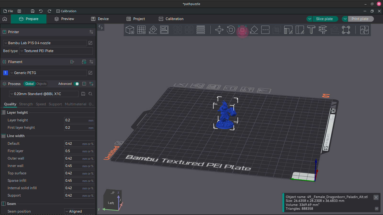 Screenshot of using the scale tool in Orcaslicer