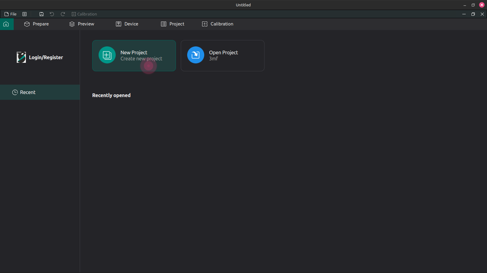 Screenshot of starting a new project in Orcaslicer